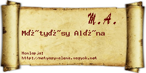 Mátyásy Aléna névjegykártya